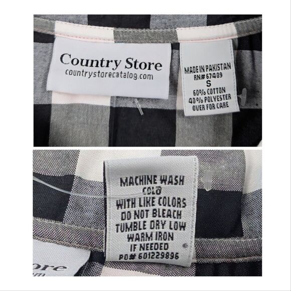 Country Store Womens Sweatshirt Small Embroidered Cat Layered Buffalo Plaid NWOT - Picture 4 of 9